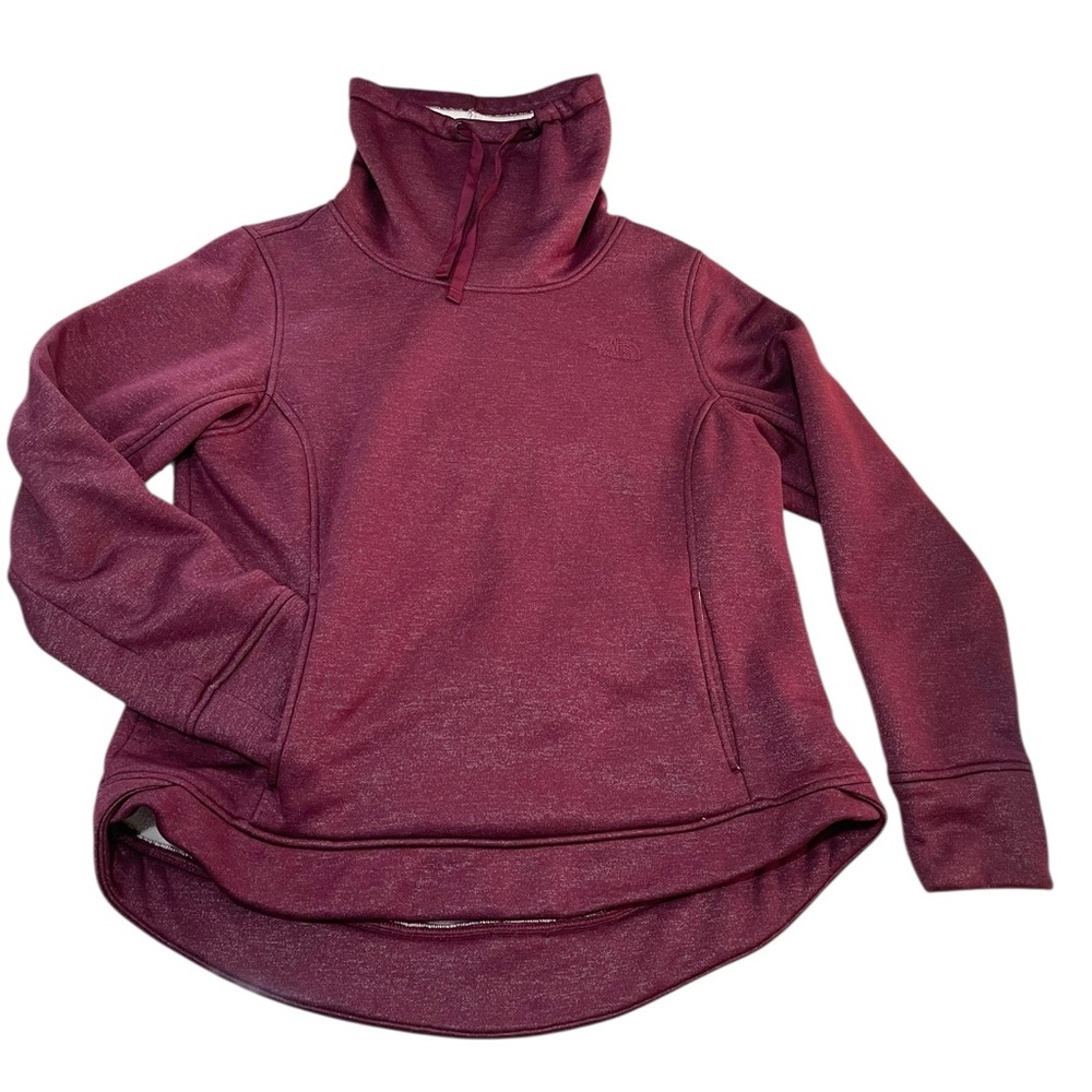 The North Face Burgundy Cream Cowl Neck Pullover Fleece Sweater Size L - Picture 5 of 16